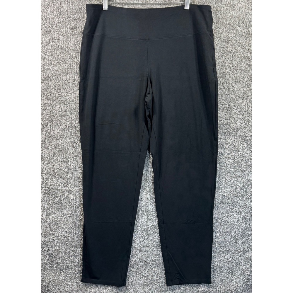 J. Jill Wearever Smooth-Fit Slim Leg Ankle Pants Black Pull On Stretch Womens L